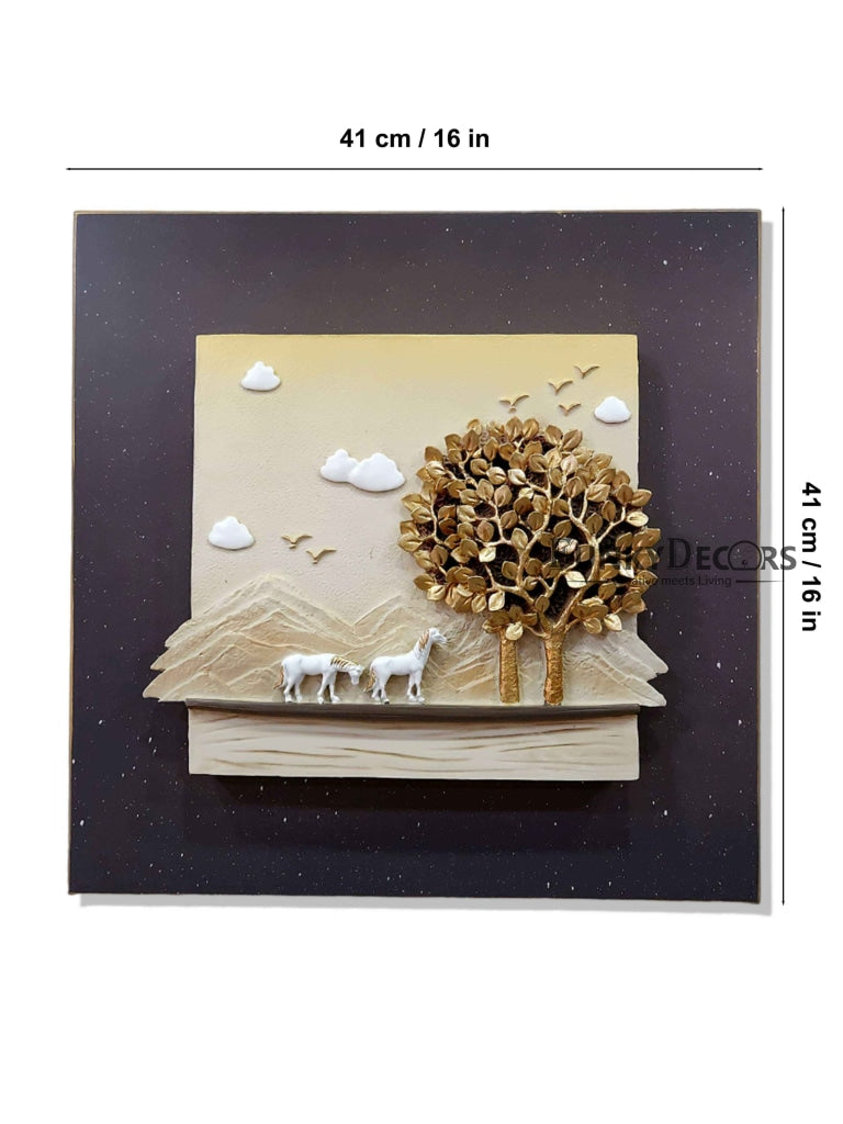 8 Horse Modern 3D Stone Carving Wall Art - Set Of 4