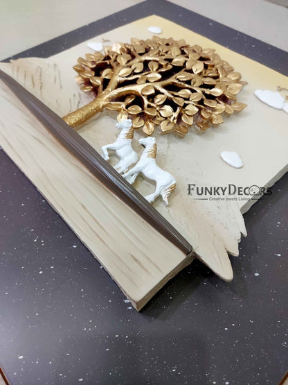 8 Horse Modern 3D Stone Carving Wall Art - Set Of 4
