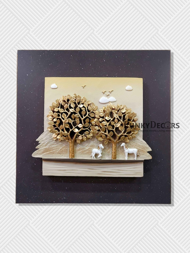 8 Horse Modern 3D Stone Carving Wall Art - Set Of 4