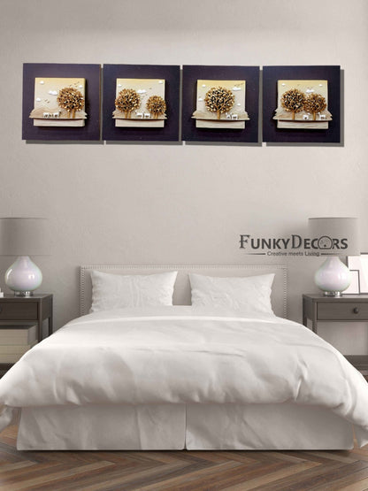 8 Horse Modern 3D Stone Carving Wall Art - Set Of 4