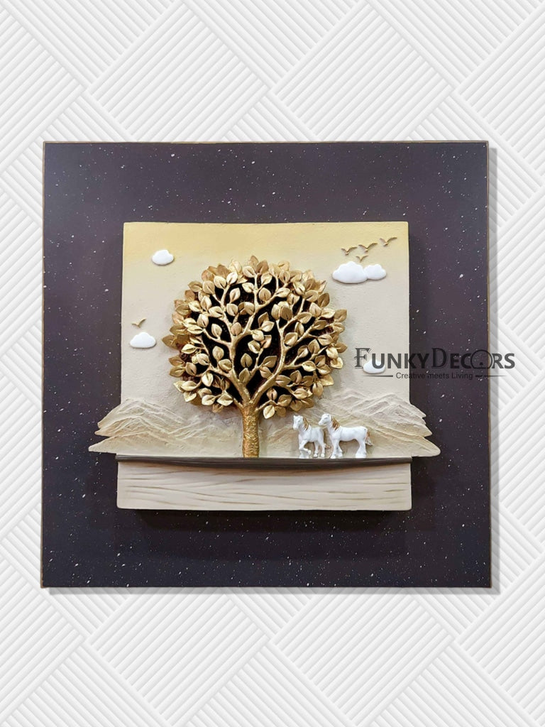 8 Horse Modern 3D Stone Carving Wall Art - Set Of 4