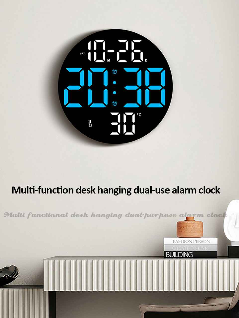 Modern Multifunctional LED Digital Clock with Temperature Display