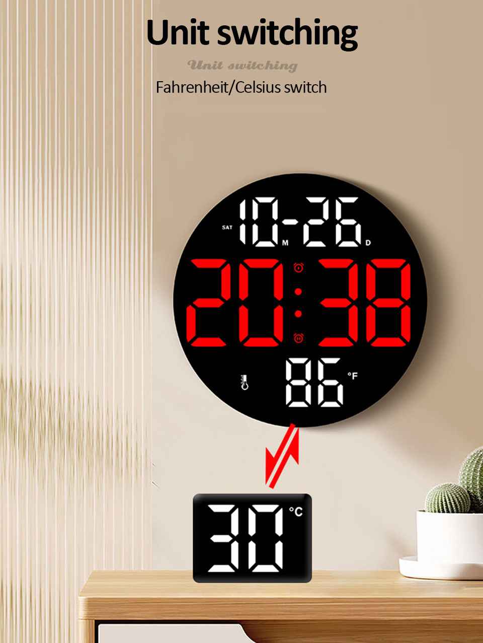 Modern Multifunctional LED Digital Clock with Temperature Display