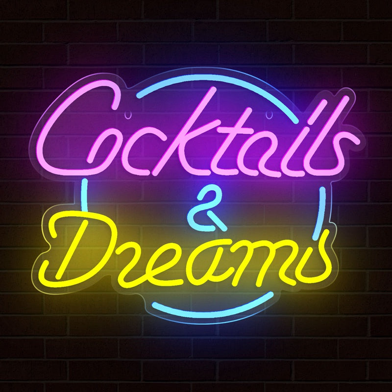 Cocktails and Dreams Neon Sign For Wall Decor- FunkyDecors
