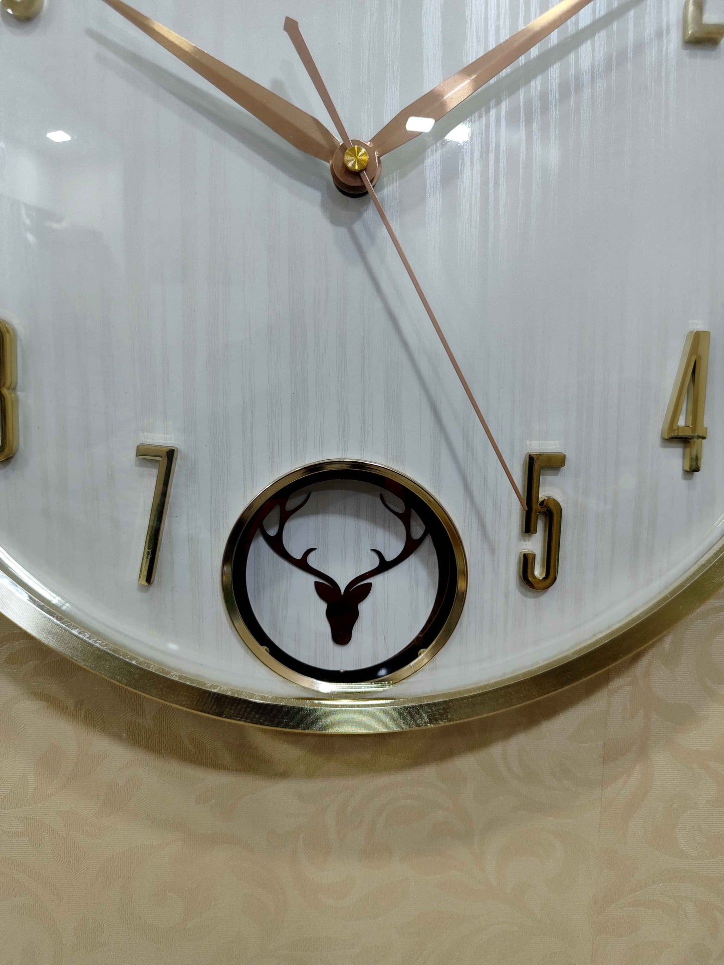 Luxury Deer Wall Clock with Pendulum – 14"x18" Antique Gold Finish