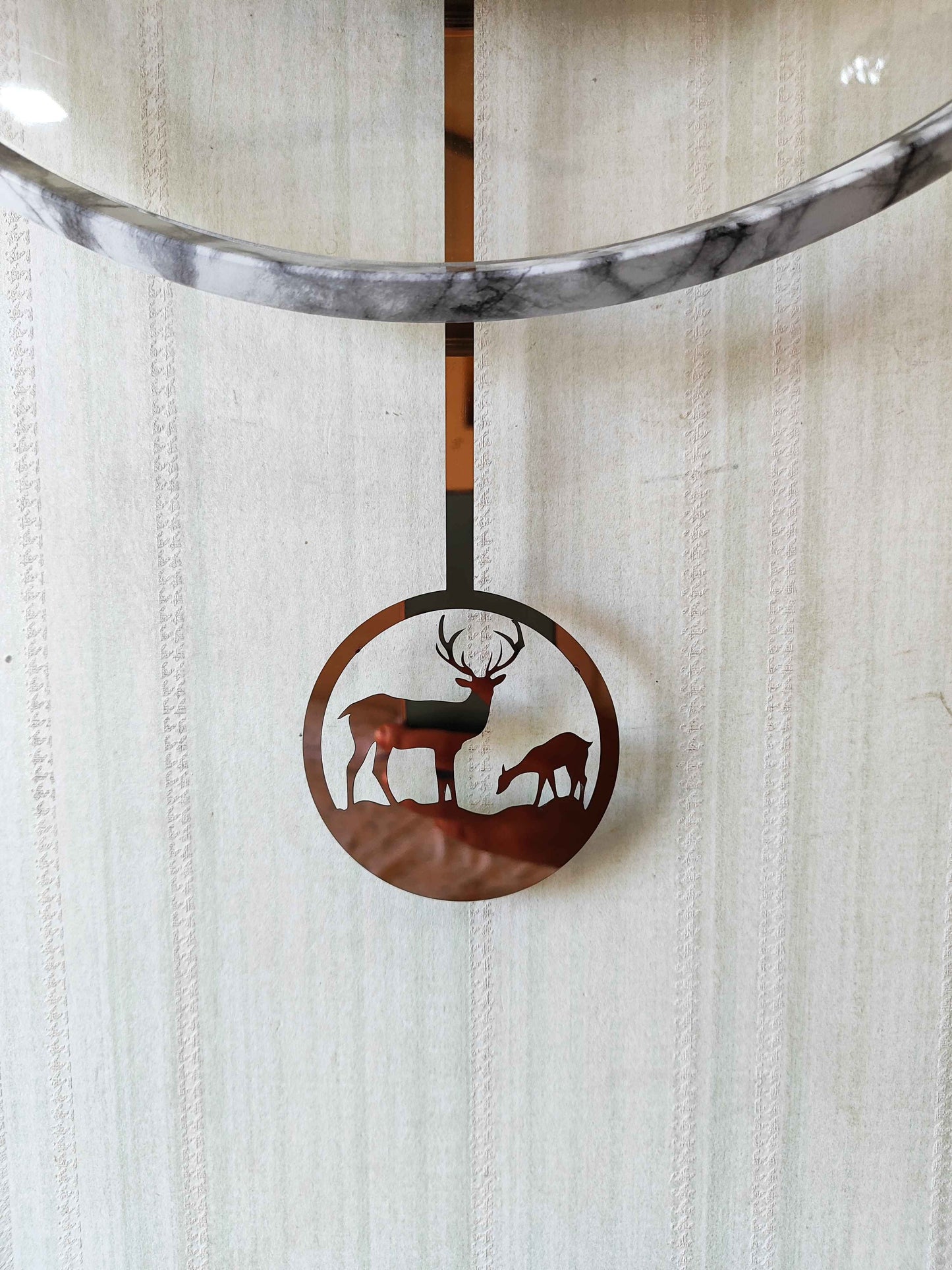 FunkyTradition Rose Gold White Reindeer Pendulum Wall Clock Wall Clock, Wall Decor for Home Office and Gifts 65 CM Tall