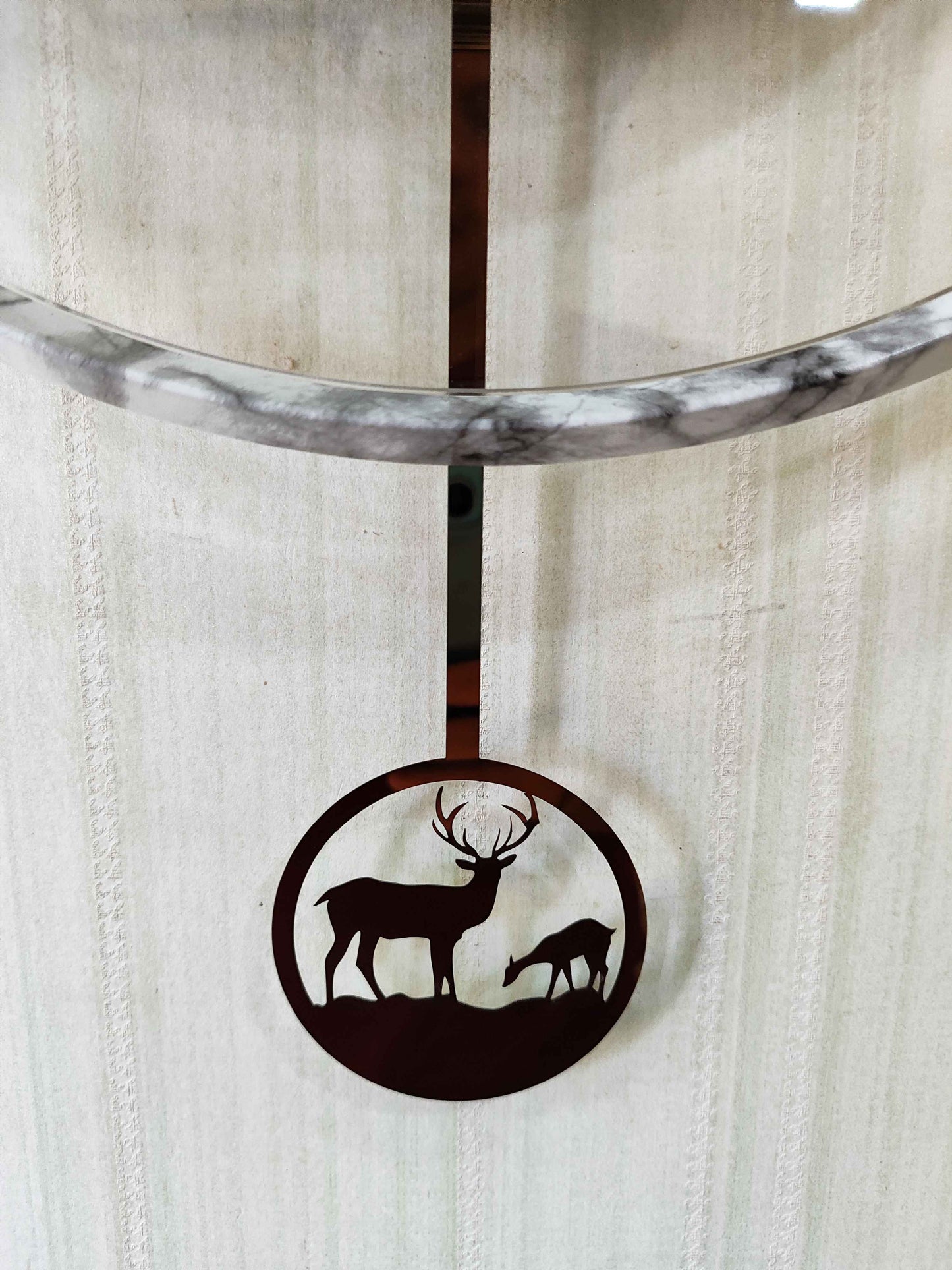 FunkyTradition Rose Gold White Reindeer Pendulum Wall Clock Wall Clock, Wall Decor for Home Office and Gifts 65 CM Tall