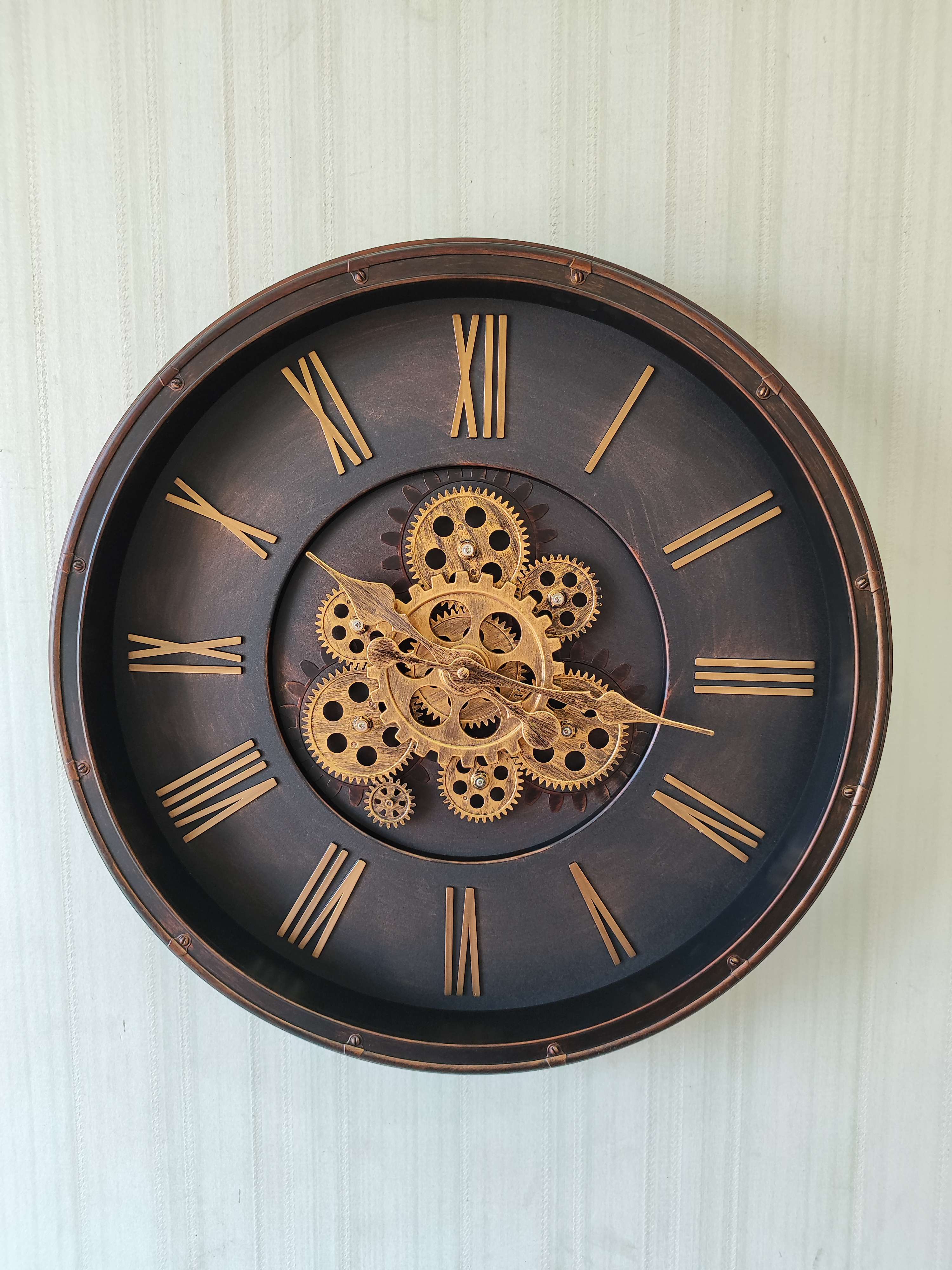 FunkyDecors Retro Style Moving Gear Wall Clock Chronograph Working Wall Watch 52 CM Tall