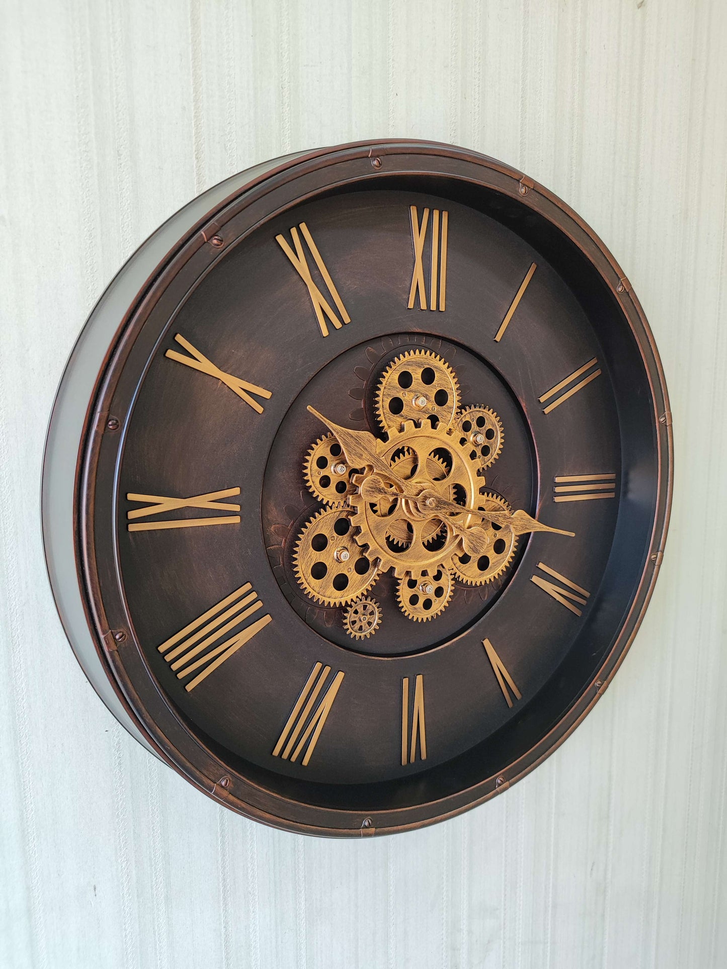 FunkyTradition Retro Style Moving Gear Wall Clock Chronograph Working Wall Watch 52 CM Tall