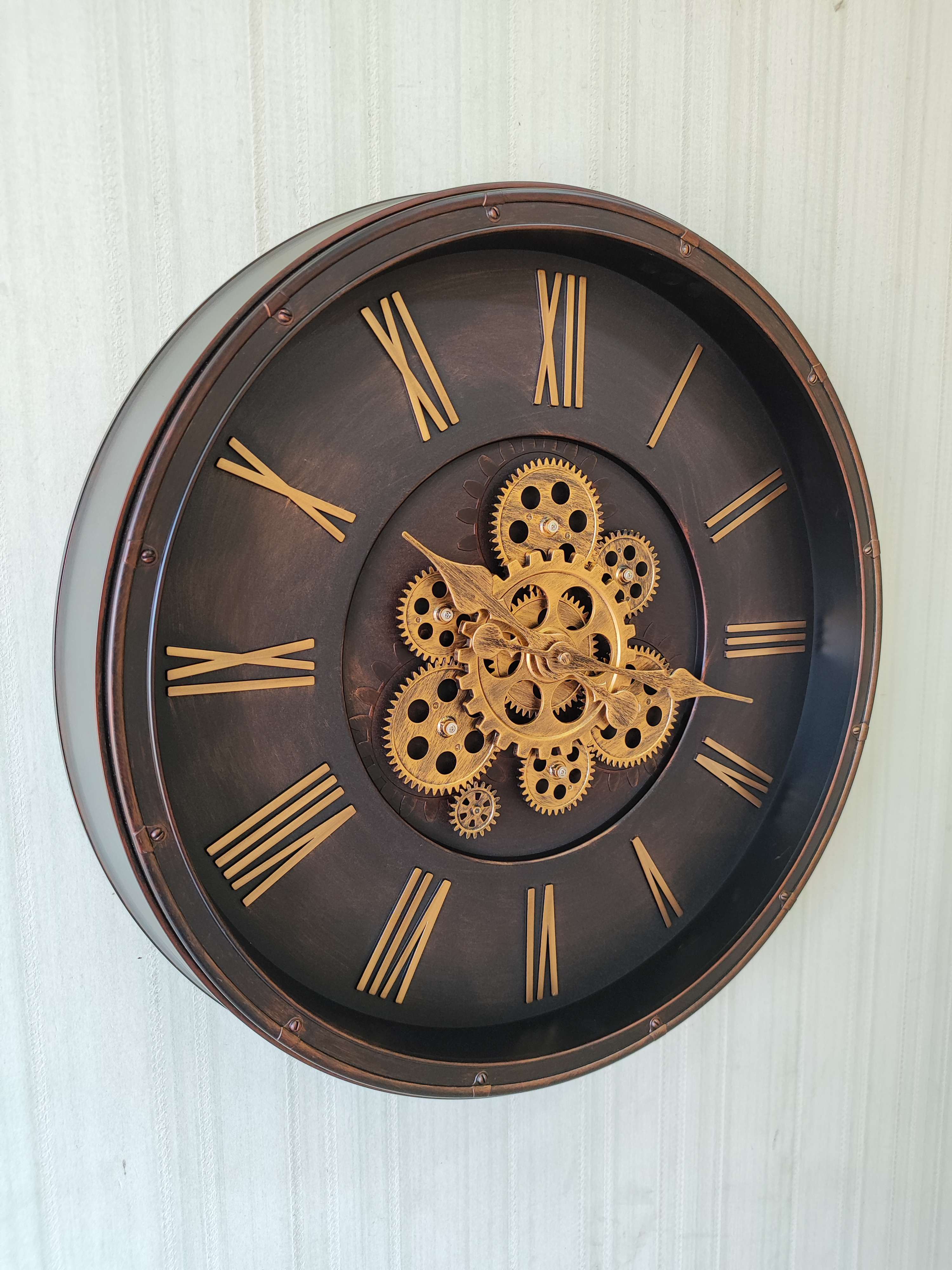 FunkyDecors Retro Style Moving Gear Wall Clock Chronograph Working Wall Watch 52 CM Tall