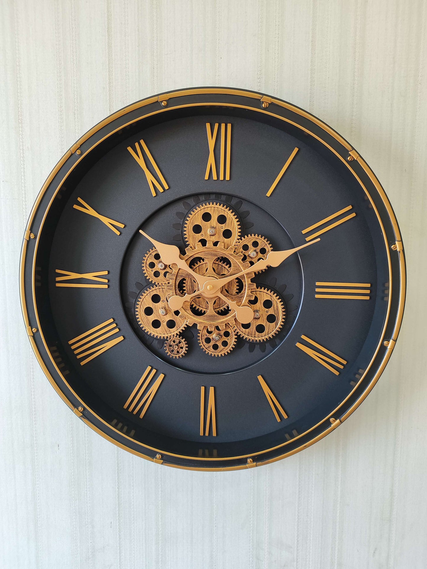 FunkyTradition Retro Style Moving Gear Wall Clock Chronograph Working Wall Watch 52 CM Tall