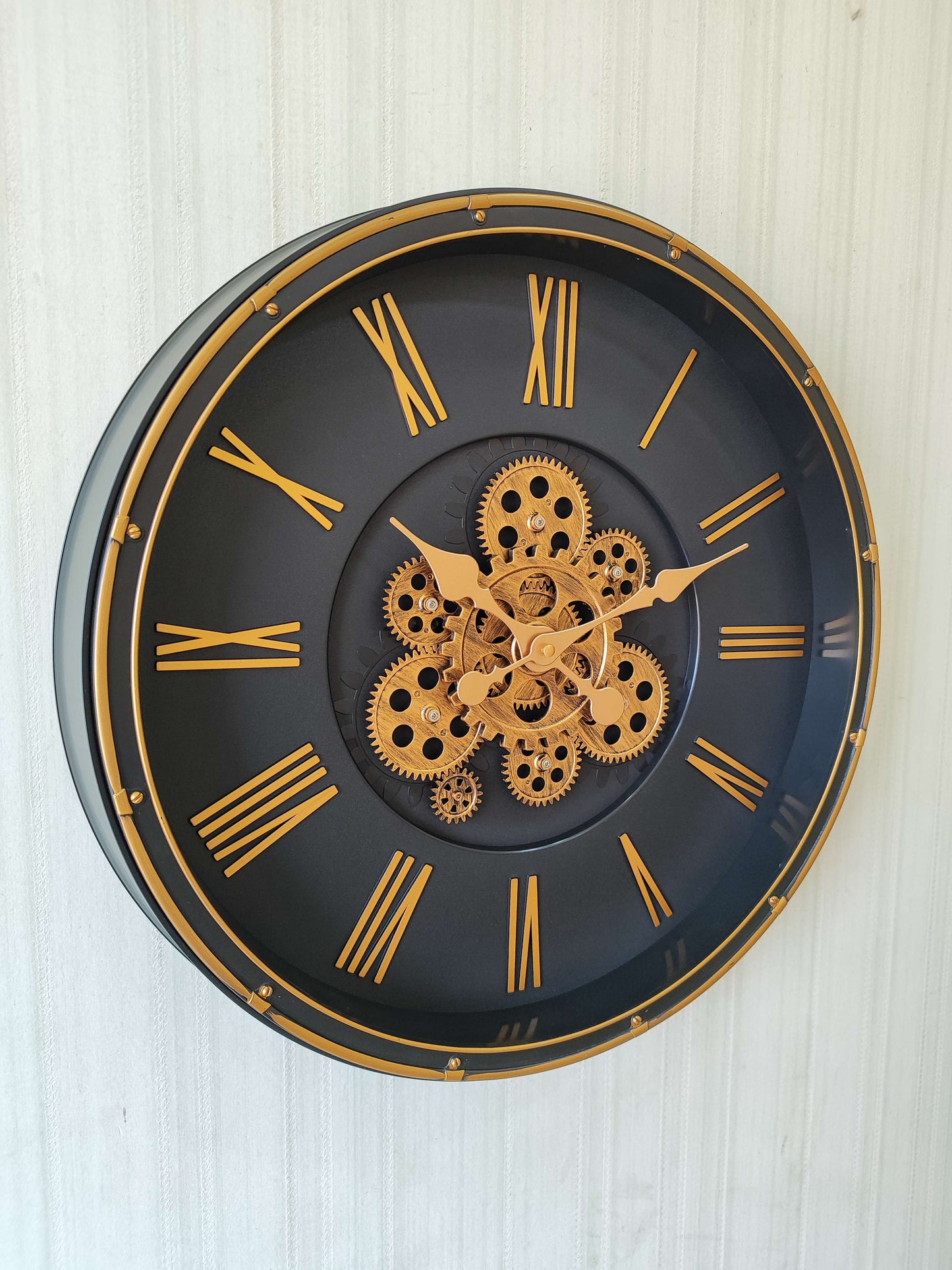 FunkyTradition Retro Style Moving Gear Wall Clock Chronograph Working Wall Watch 52 CM Tall
