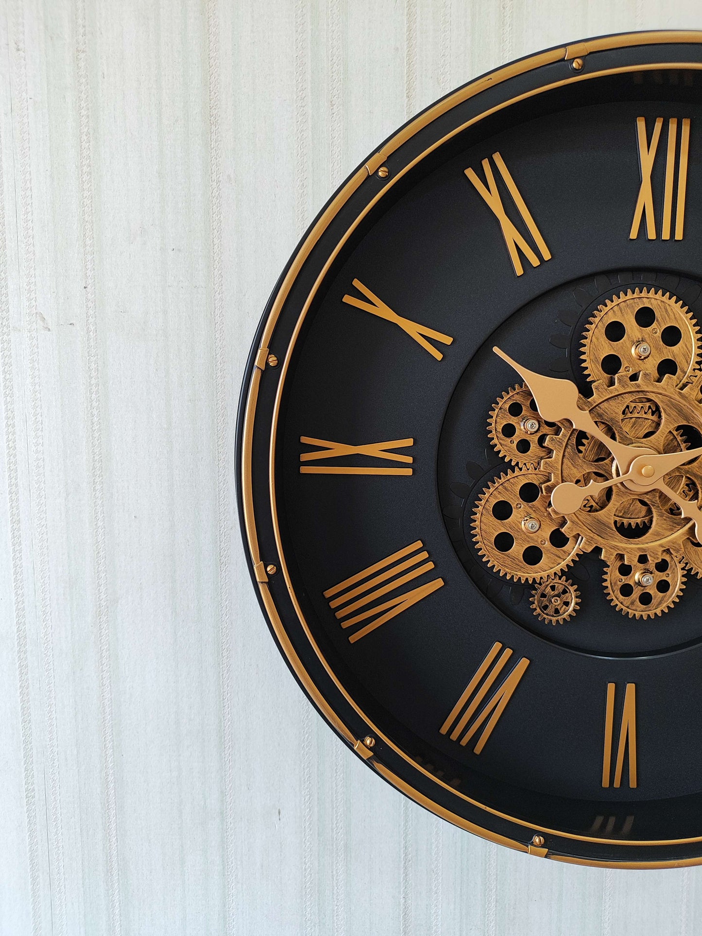 FunkyTradition Retro Style Moving Gear Wall Clock Chronograph Working Wall Watch 52 CM Tall