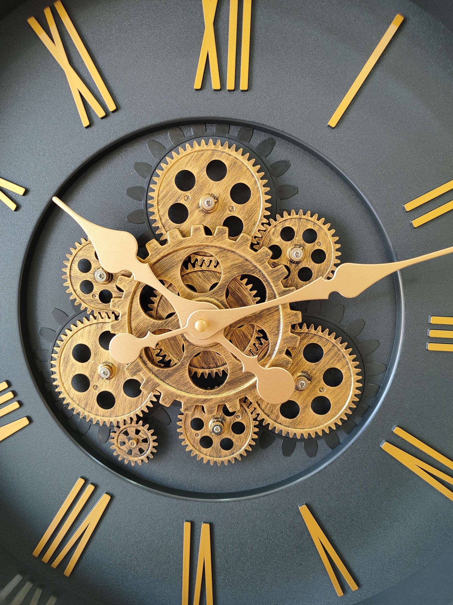 FunkyTradition Retro Style Moving Gear Wall Clock Chronograph Working Wall Watch 52 CM Tall