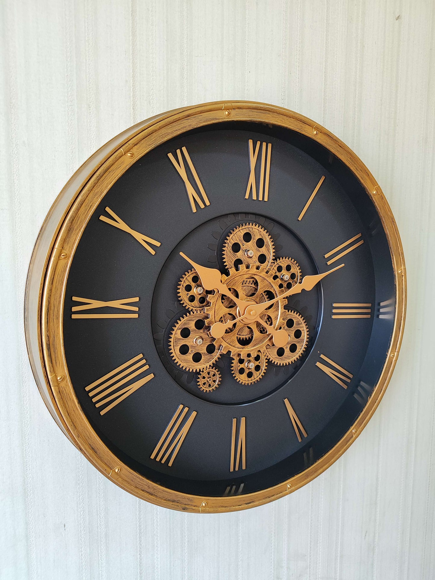 FunkyTradition Retro Style Moving Gear Wall Clock Chronograph Working Wall Watch 52 CM Tall