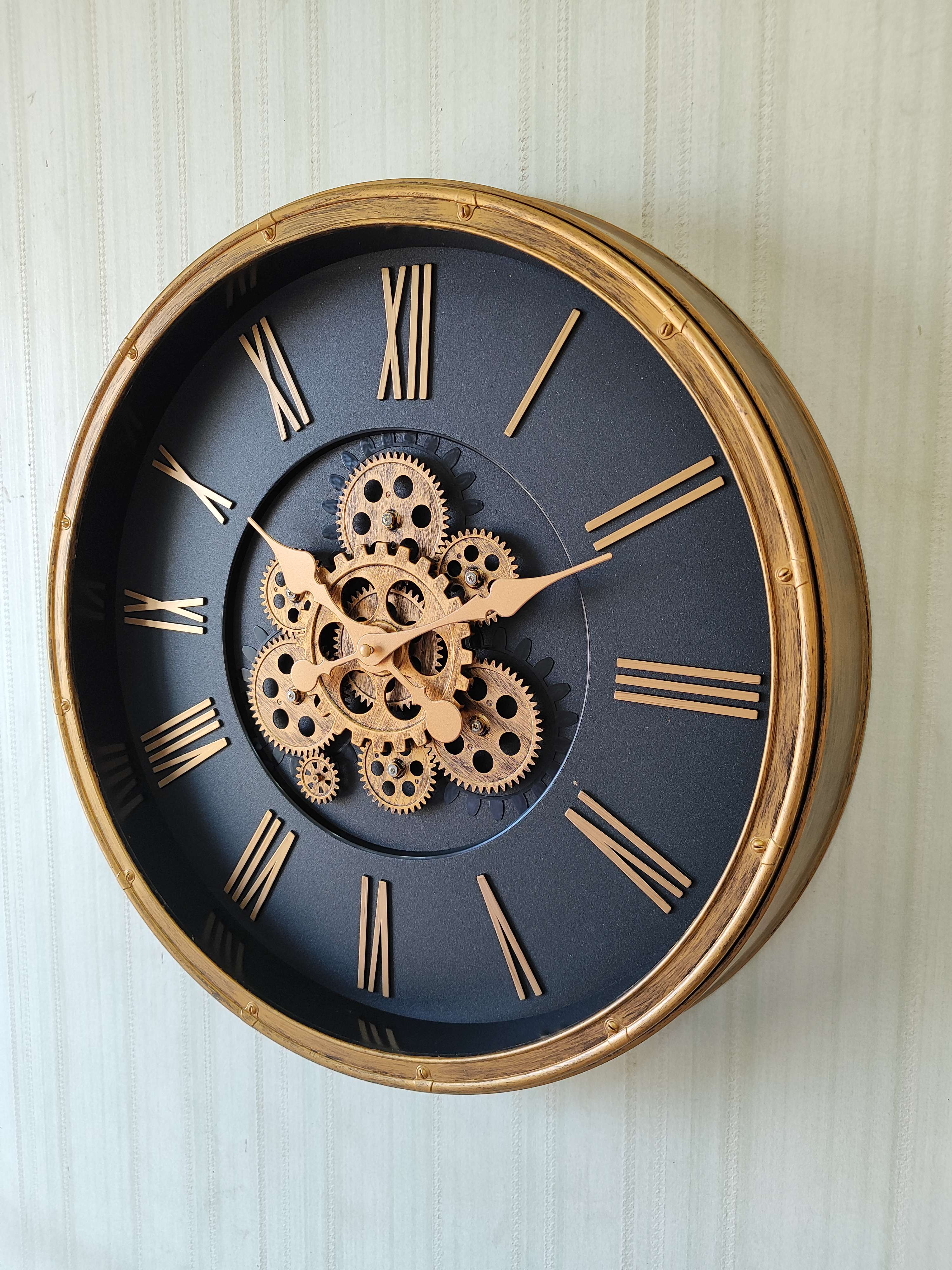 FunkyDecors Retro Style Moving Gear Wall Clock Chronograph Working Wall Watch 52 CM Tall