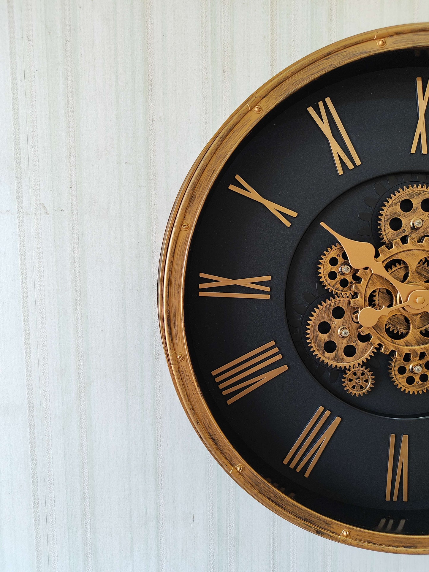 FunkyTradition Retro Style Moving Gear Wall Clock Chronograph Working Wall Watch 52 CM Tall