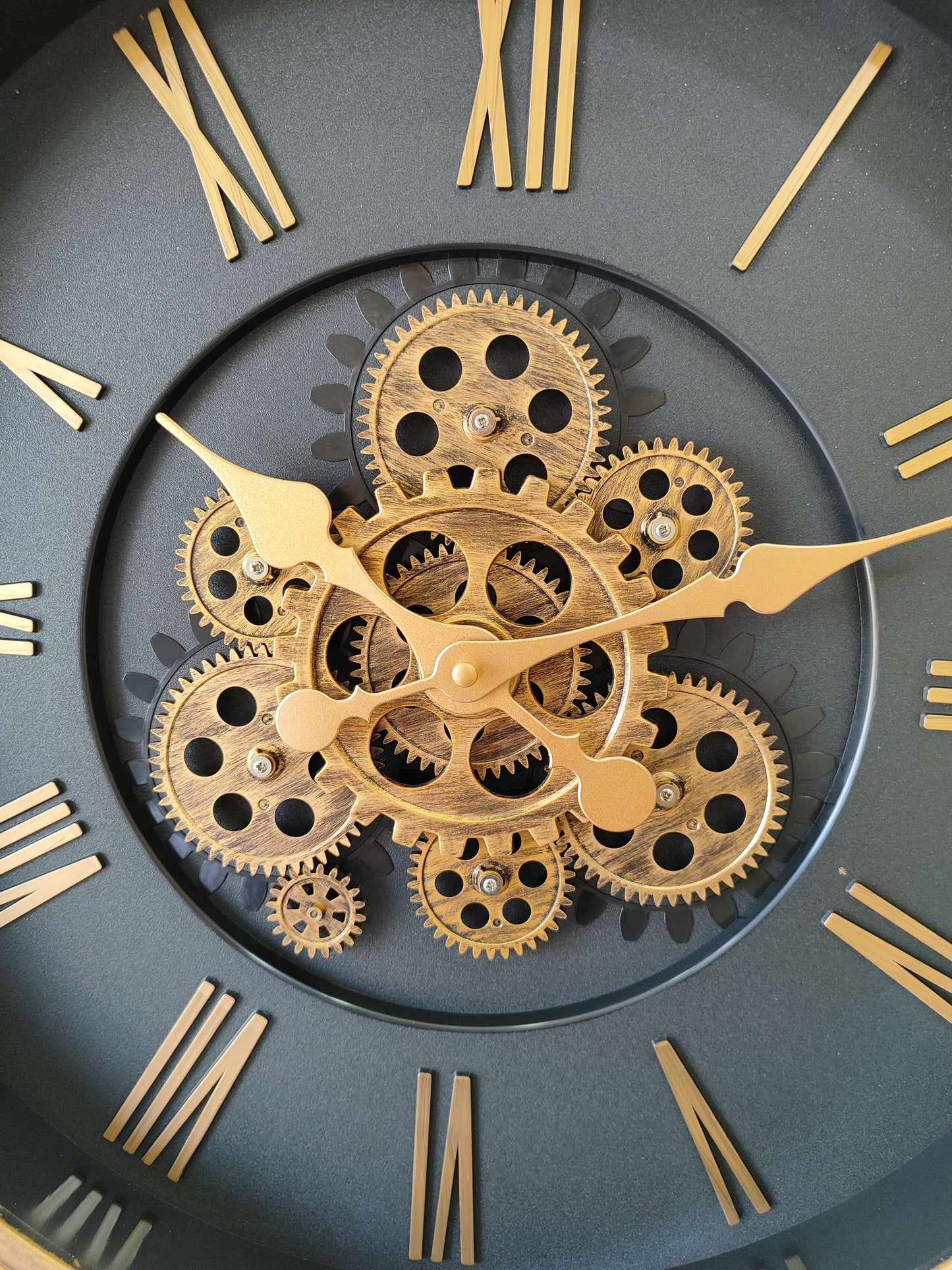 FunkyTradition Retro Style Moving Gear Wall Clock Chronograph Working Wall Watch 52 CM Tall
