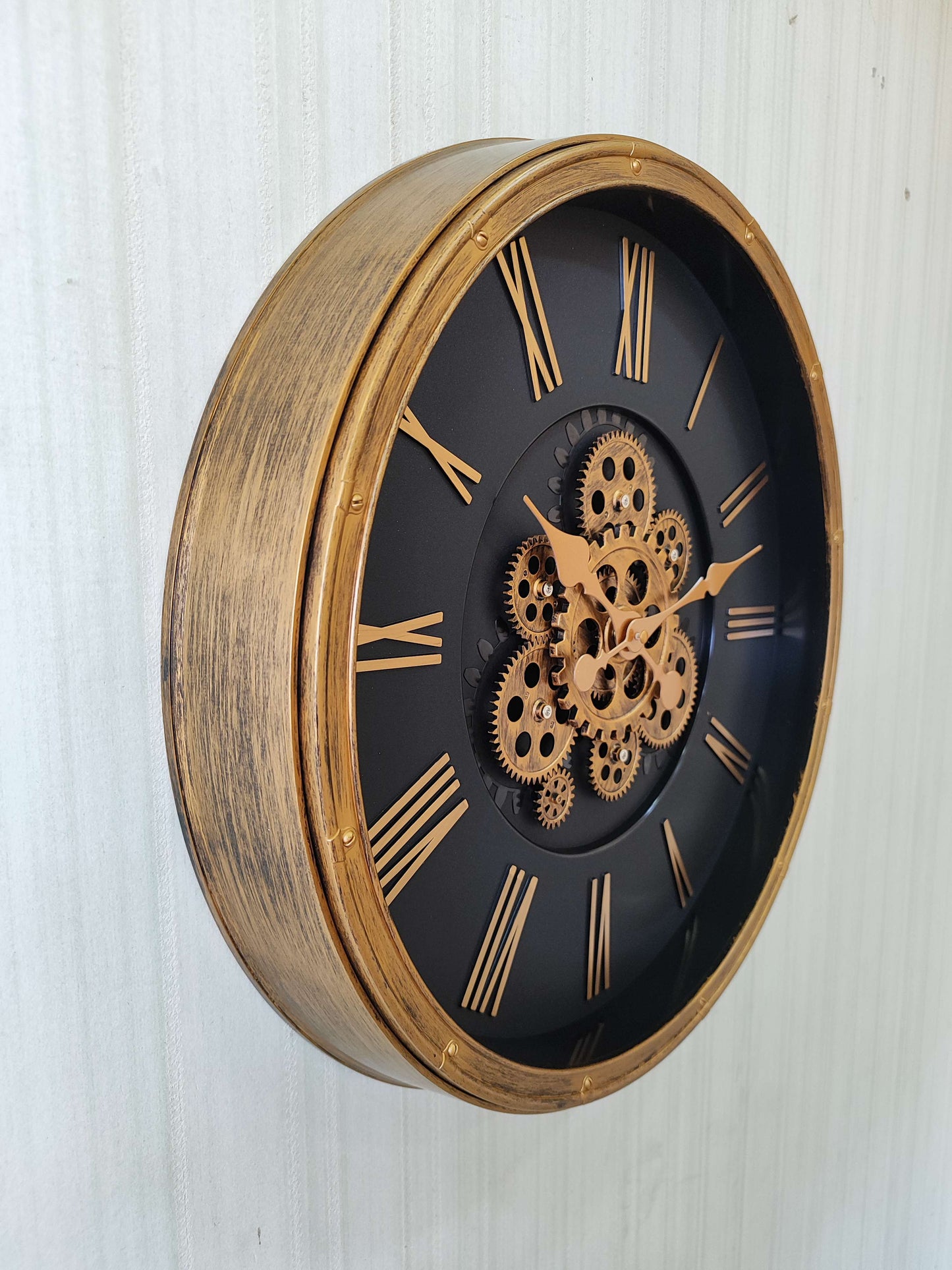 FunkyTradition Retro Style Moving Gear Wall Clock Chronograph Working Wall Watch 52 CM Tall