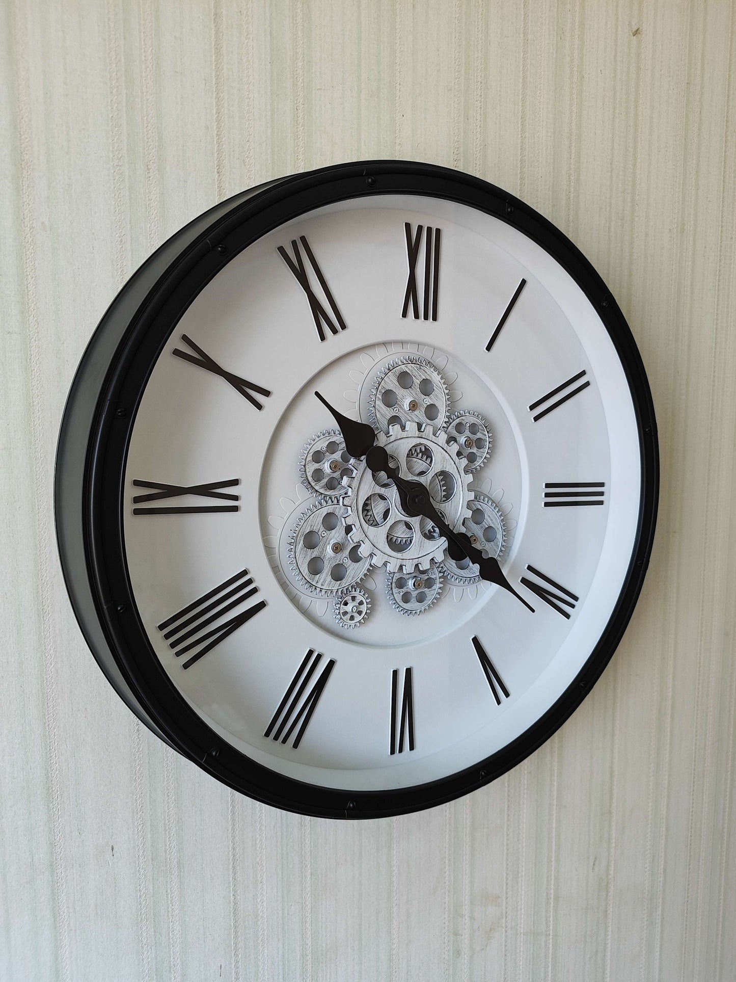 FunkyTradition Retro Style Moving Gear Wall Clock Chronograph Working Wall Watch 52 CM Tall