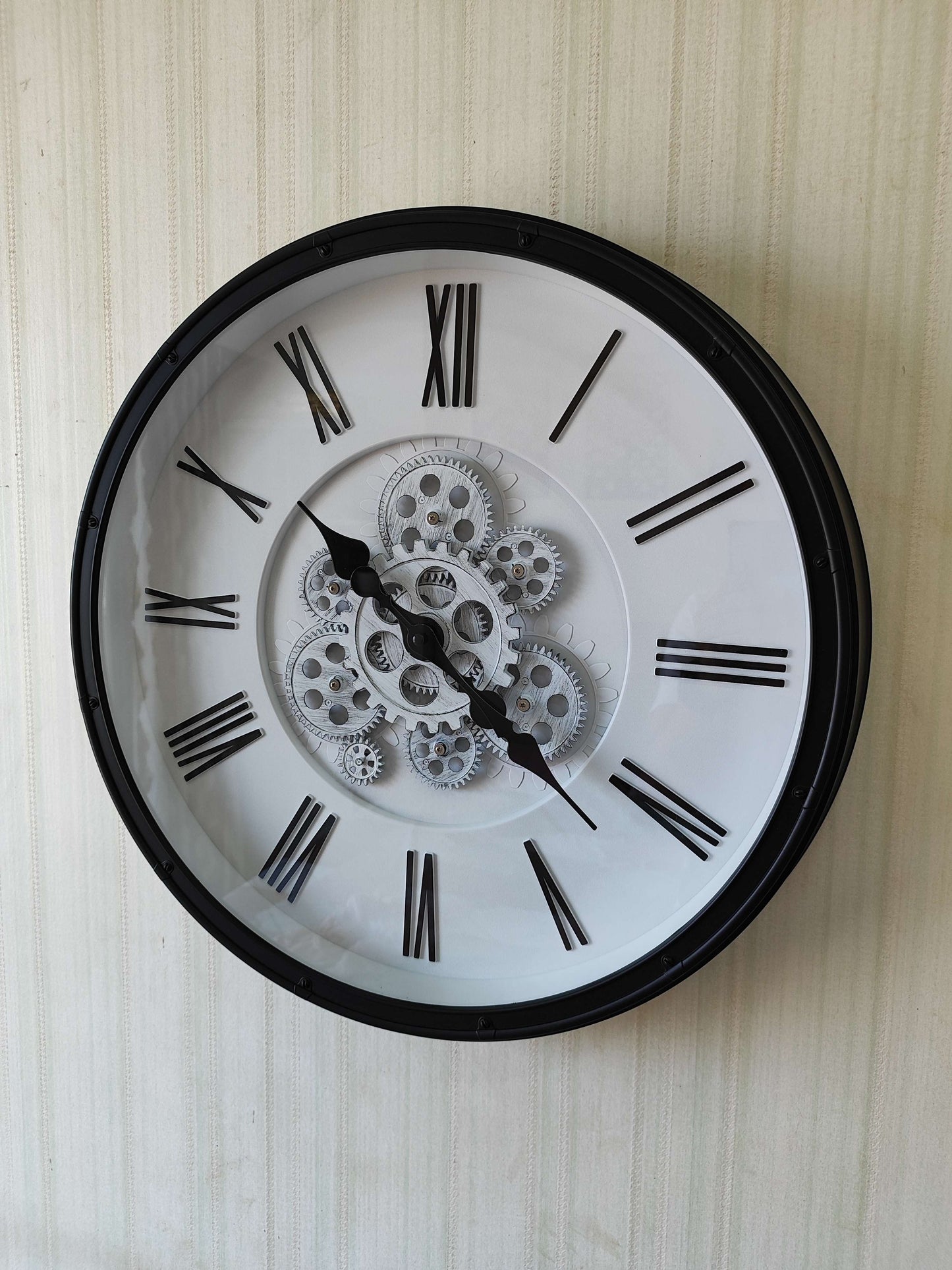 FunkyTradition Retro Style Moving Gear Wall Clock Chronograph Working Wall Watch 52 CM Tall