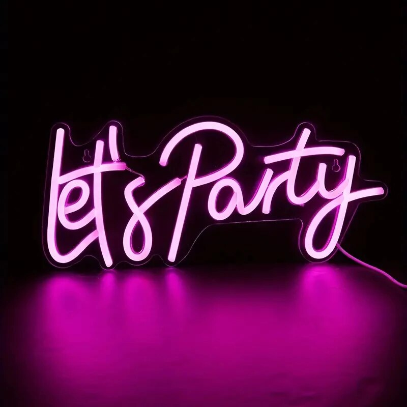 Let's Party Neon Sign For Proposal Wall Decor- FunkyDecors