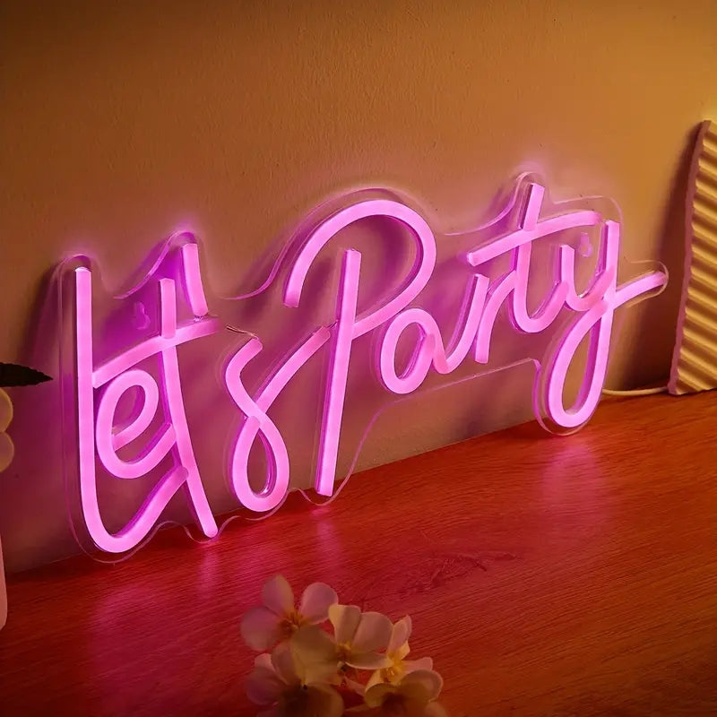 Let's Party Neon Sign For Proposal Wall Decor- FunkyDecors