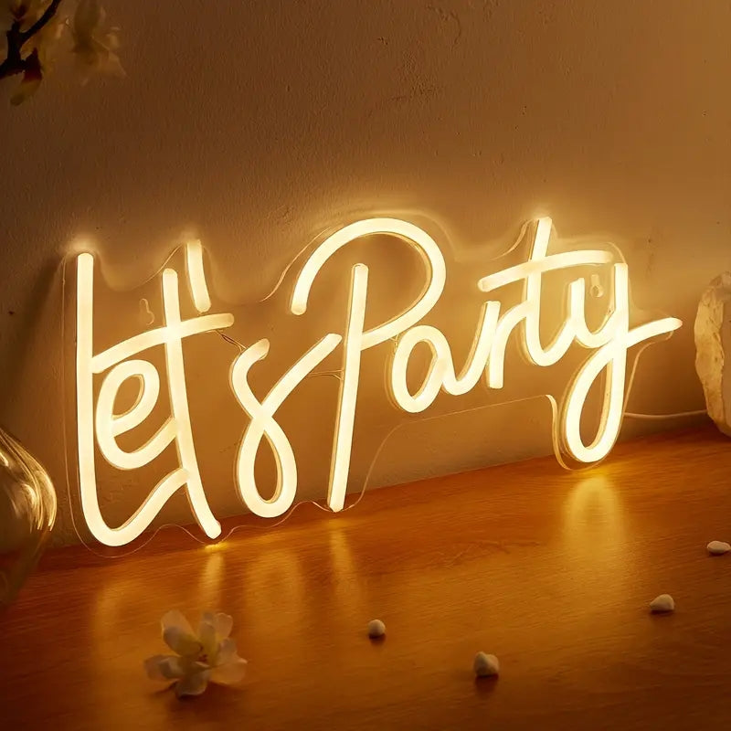 Let's Party Neon Sign For Proposal Wall Decor- FunkyDecors