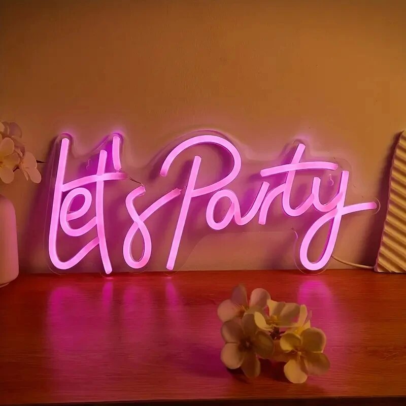 Let's Party Neon Sign For Proposal Wall Decor- FunkyDecors