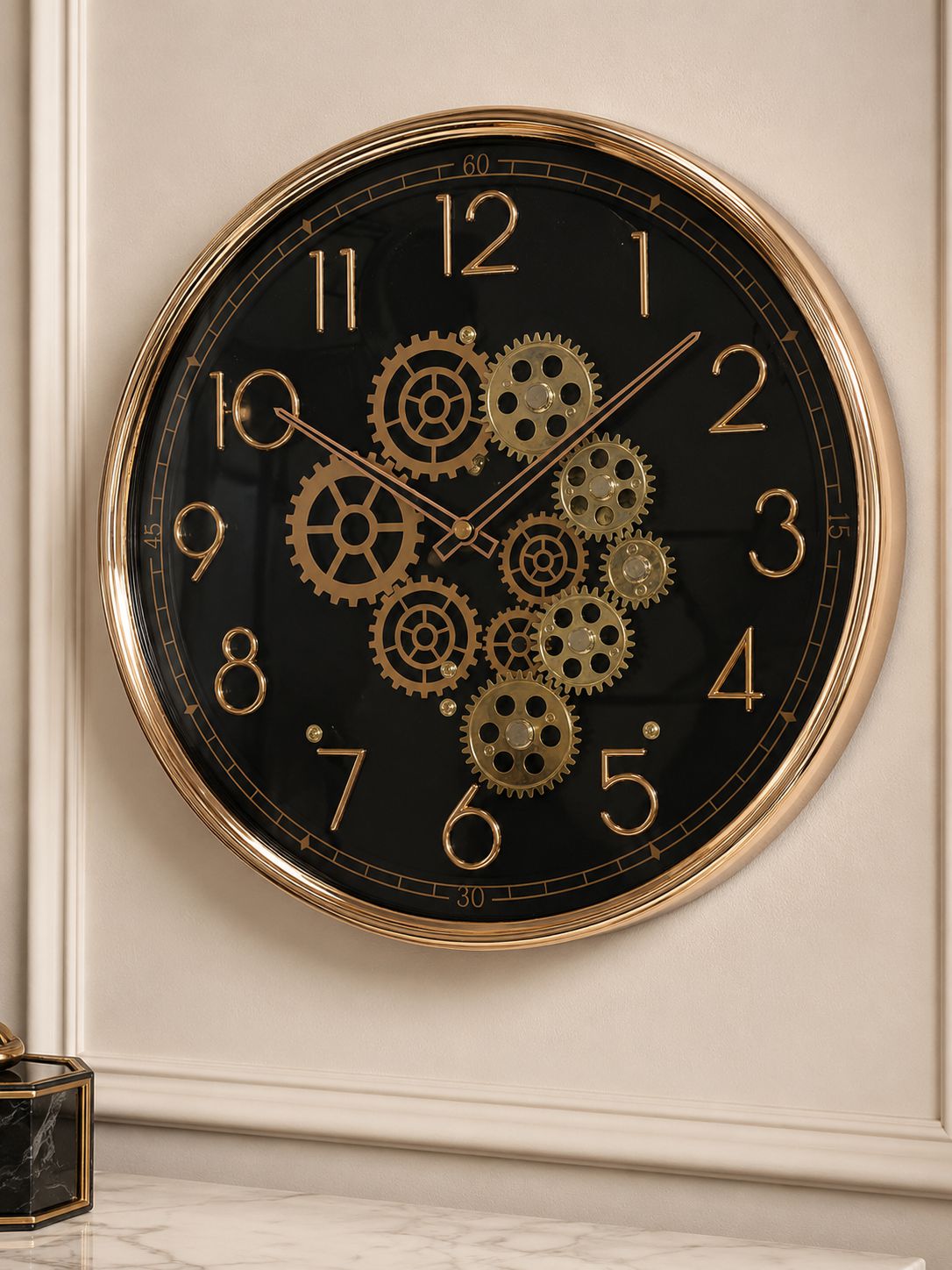 Modern Decorative Rose Gold Wall Clock with Silent Quartz Movement