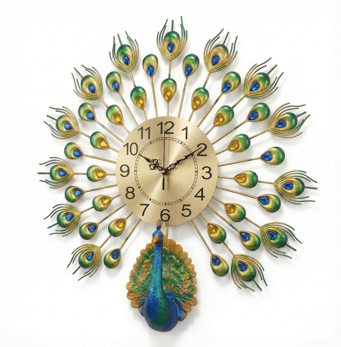 Premium Peacock Design Decorative Wall Clock for Home Decor - Big Size (55cm x 55cm)