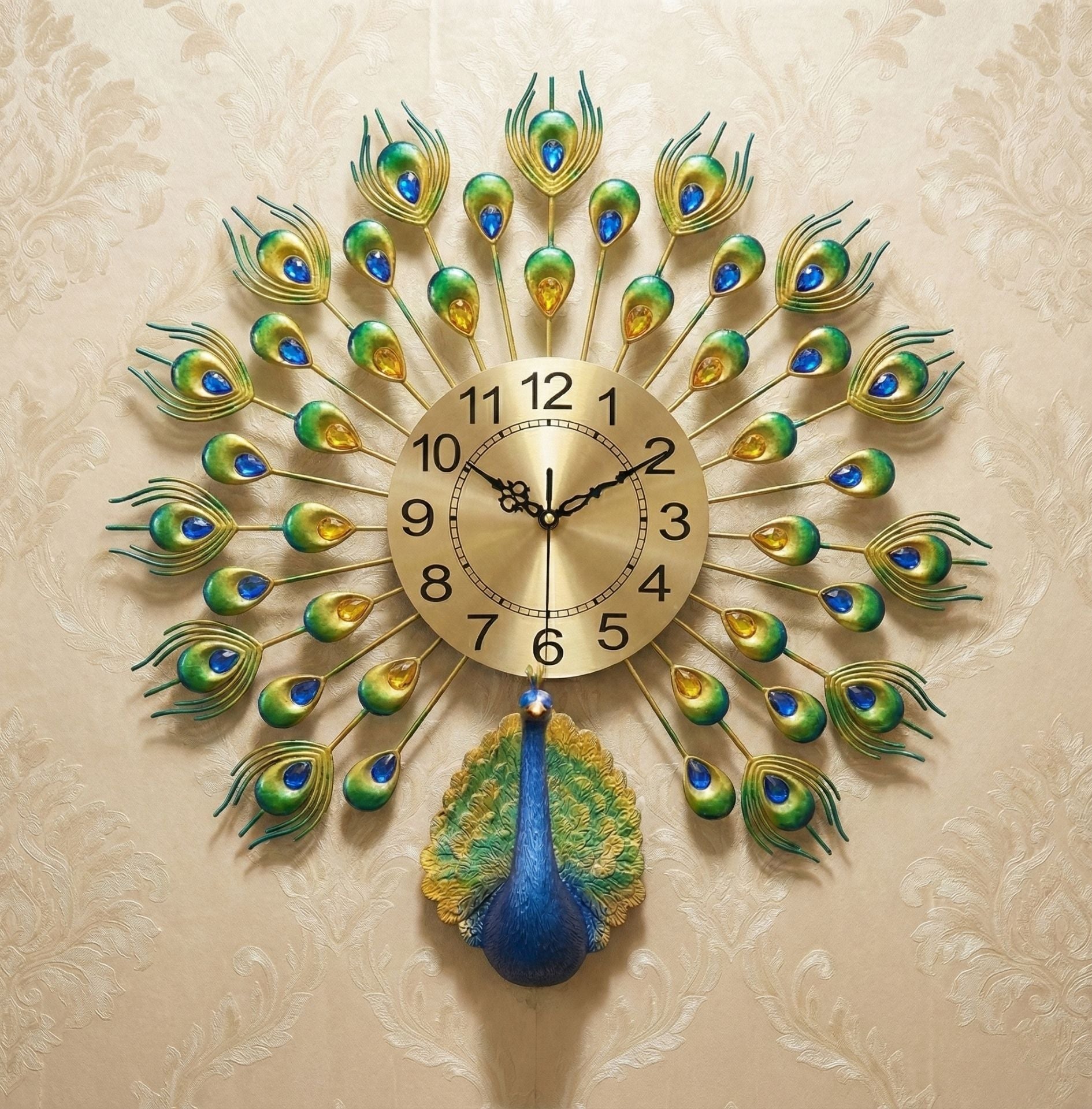 Premium Peacock Design Decorative Wall Clock for Home Decor - Big Size (55cm x 55cm)