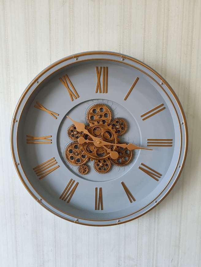 FunkyDecors Retro Style Moving Gear Wall Clock Chronograph Working Wall Watch 52 CM Tall