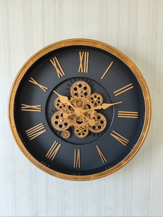 FunkyDecors Retro Style Moving Gear Wall Clock Chronograph Working Wall Watch 52 CM Tall