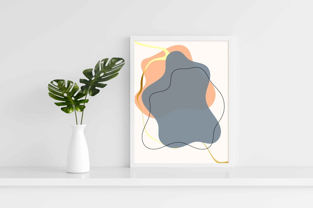 Abstract Curves Geometric Art Frame For Wall Decor- Funkydecors Xs / White Posters Prints & Visual