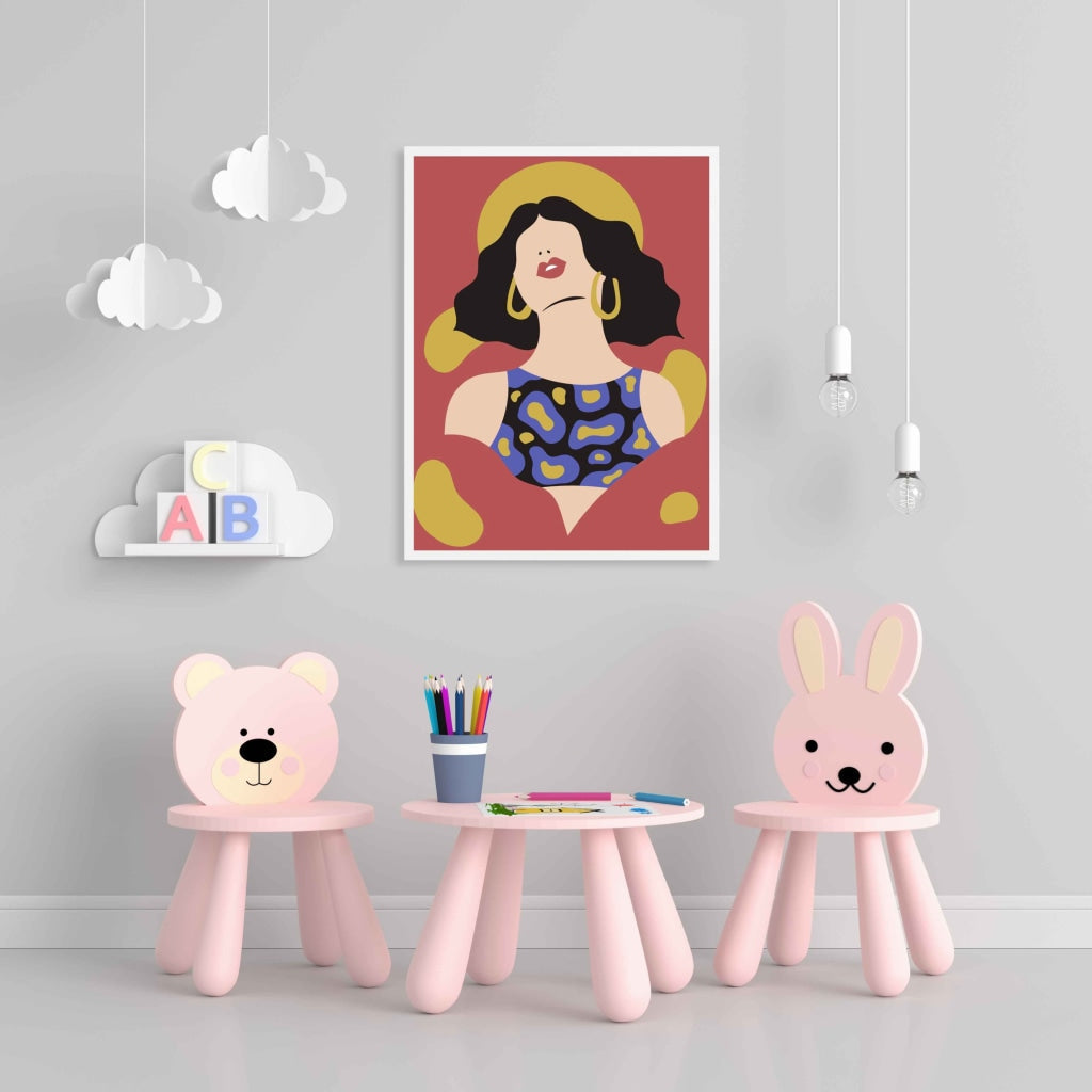 Abstract Women Portrait Art Frame For Wall Decor- Funkydecors Xs / White Posters Prints & Visual