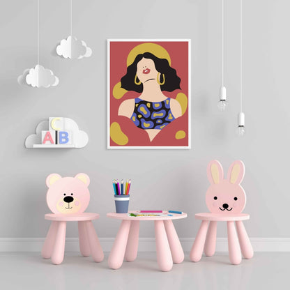 Abstract Women Portrait Art Frame For Wall Decor- Funkydecors Xs / White Posters Prints & Visual