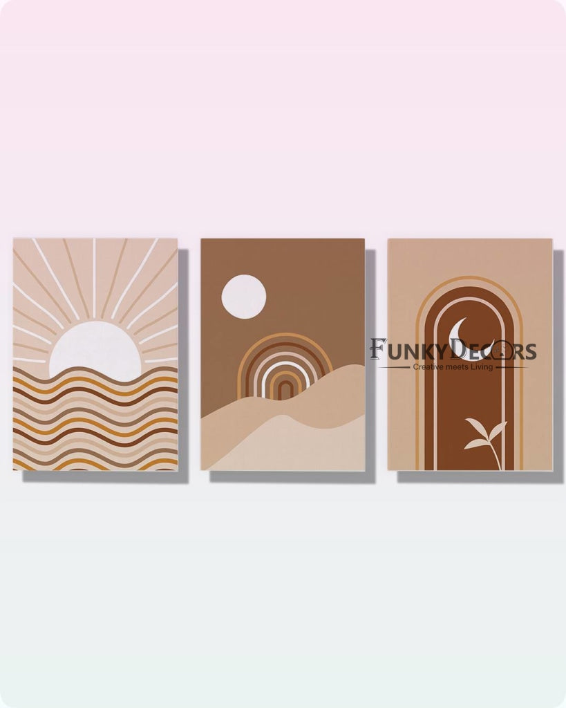 Aesthetic Abstract 3 Panels Art Frame For Wall Decor- Funkydecors Posters Prints & Visual Artwork