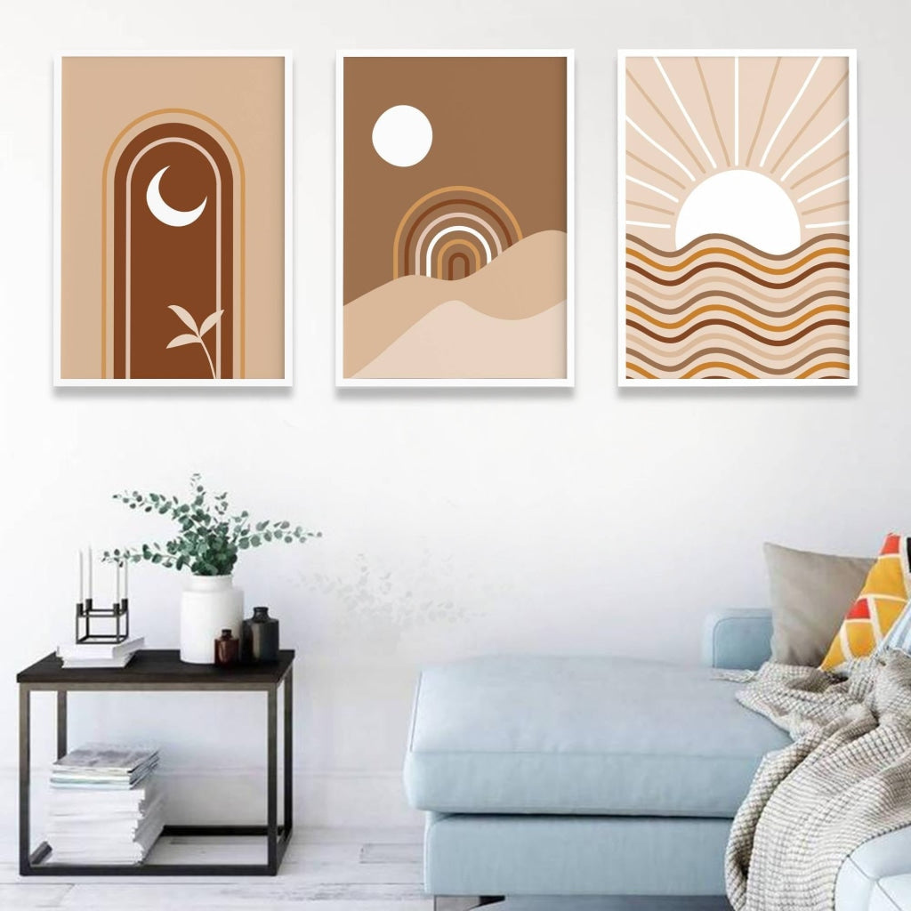 Aesthetic Abstract 3 Panels Art Frame For Wall Decor- Funkydecors Xs / White Posters Prints & Visual