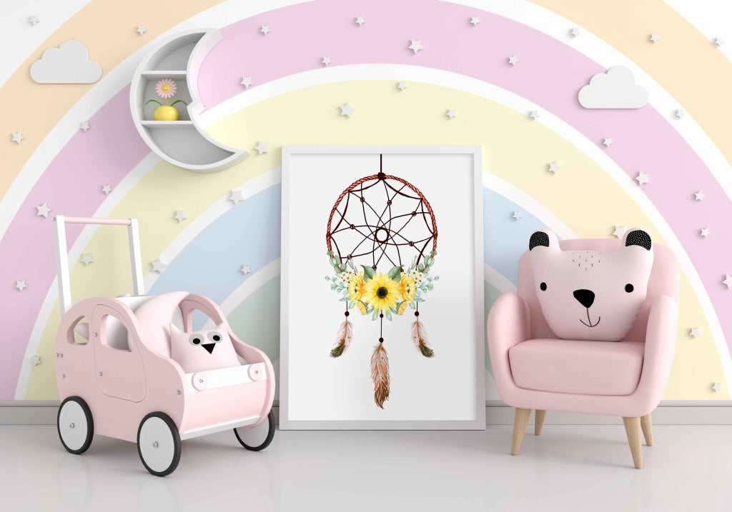 Aesthetic Dream Catcher Design Portrait Art Frame For Wall Decor- Funkydecors Xs / White Posters