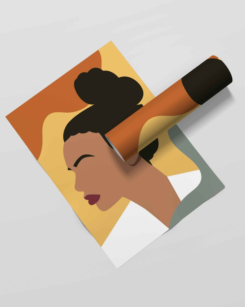 African Women With High Bun Portrait Art Frame For Wall Decor- Funkydecors Xs / Roll Posters Prints