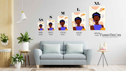 Afro Brown Tone Girl Portrait Art Frame For Wall Decor- Funkydecors Posters Prints & Visual Artwork