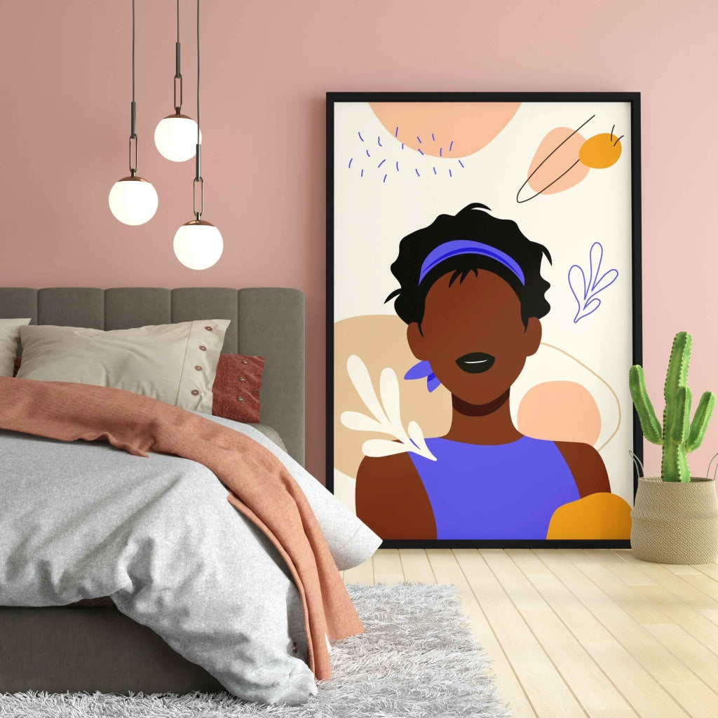 Afro Brown Tone Girl Portrait Art Frame For Wall Decor- Funkydecors Xs / Black Posters Prints &