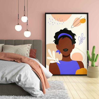 Afro Brown Tone Girl Portrait Art Frame For Wall Decor- Funkydecors Xs / Black Posters Prints &