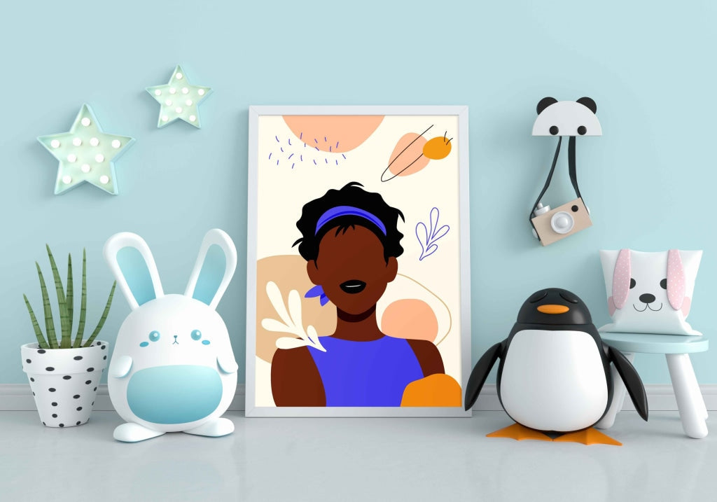 Afro Brown Tone Girl Portrait Art Frame For Wall Decor- Funkydecors Xs / White Posters Prints &