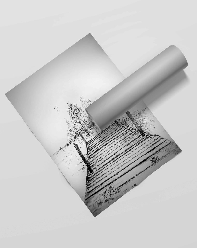 An Unknown Path - Achromatic Art Frame For Wall Decor- Funkydecors Xs / Roll Posters Prints & Visual