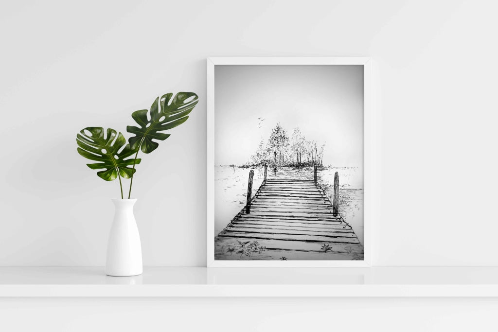 An Unknown Path - Achromatic Art Frame For Wall Decor- Funkydecors Xs / White Posters Prints &