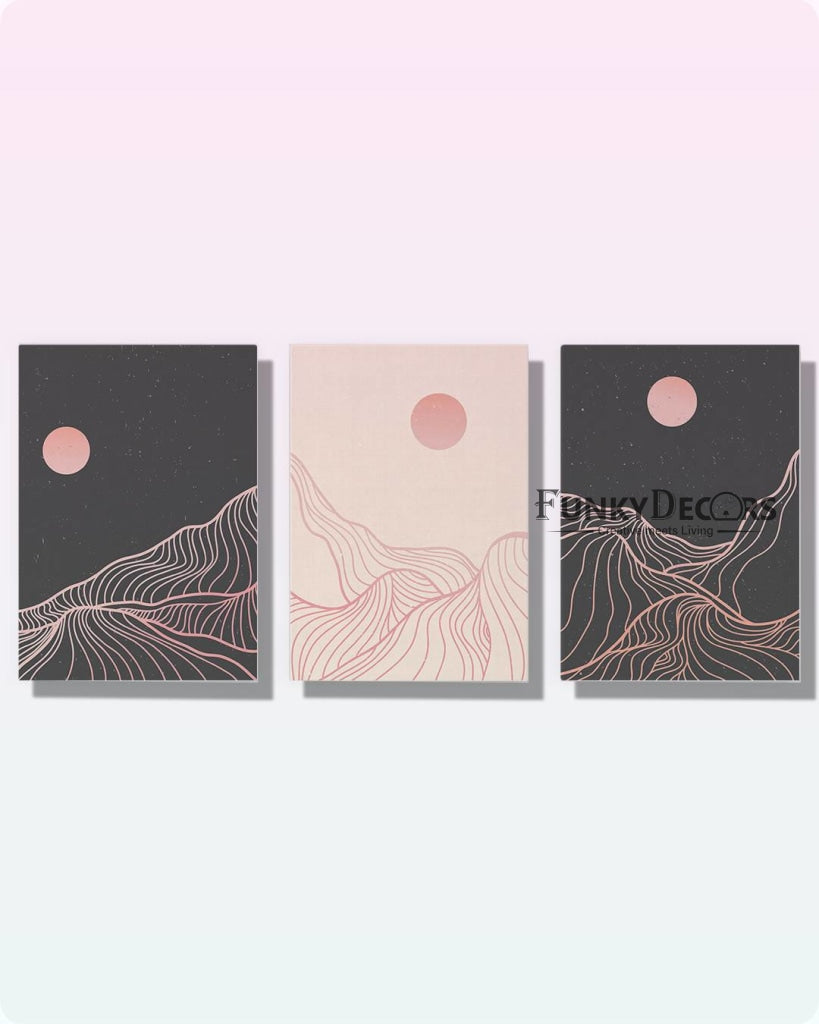 Art Of Strokes - 3 Panels Abstract Frame For Wall Decor- Funkydecors Posters Prints & Visual Artwork