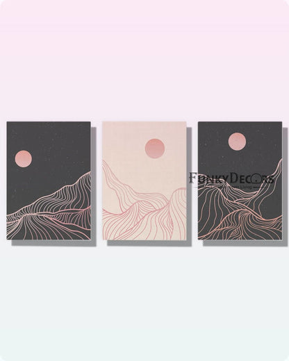 Art Of Strokes - 3 Panels Abstract Frame For Wall Decor- Funkydecors Posters Prints & Visual Artwork