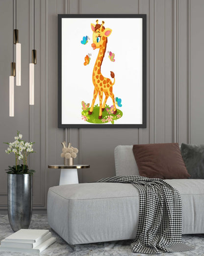 Baby Giraffe - Nursery Art Frame For Wall Decor- Funkydecors Xs / Black Posters Prints & Visual